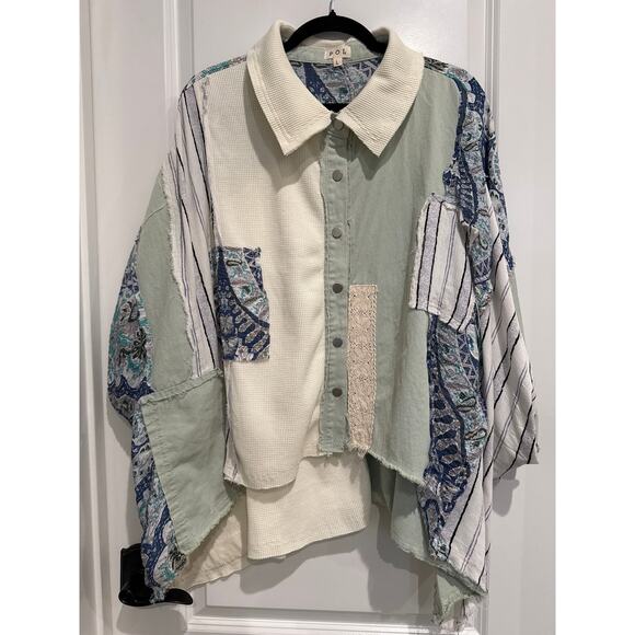 MSRP $125 POL Boho Sleeved Button Down Size L SAME-Plus Size | SAME DAY SHIP - Picture 2 of 7
